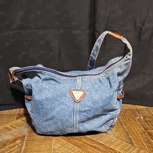 Riders by Lee Blue Denim Bag with Brown Trim